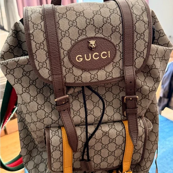 Gucci | Bags | Gucci Brown Monogram Backpack With Leather  display picture 2